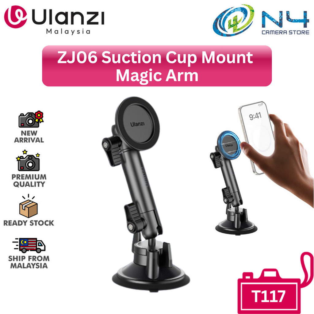 Ulanzi ZJ06 ถ้วยดูด Mount Magic Arm สําหรับสมาร์ทโฟน MagSafe สําหรับรถยนต์ Windows Tile Wall