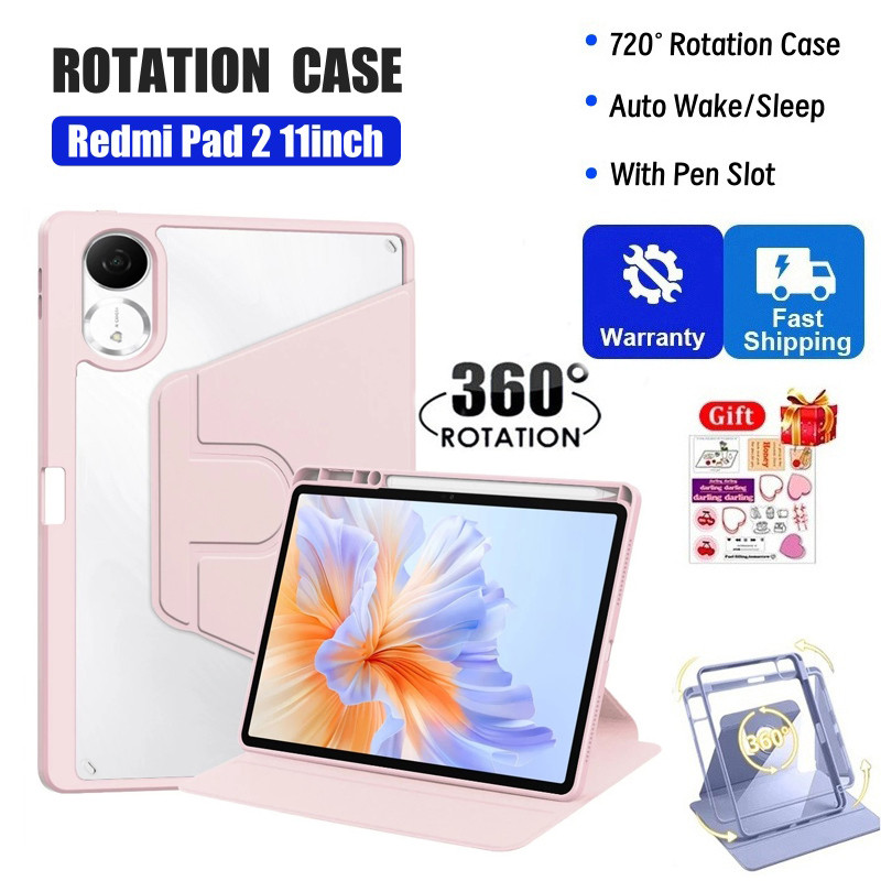 เคส Redmi Pad 2 11 นิ้ว พร้อมที่วางปากกา 360° ปลอกหมุนได้สําหรับฝาครอบ Xiaomi Redmi Pad 2