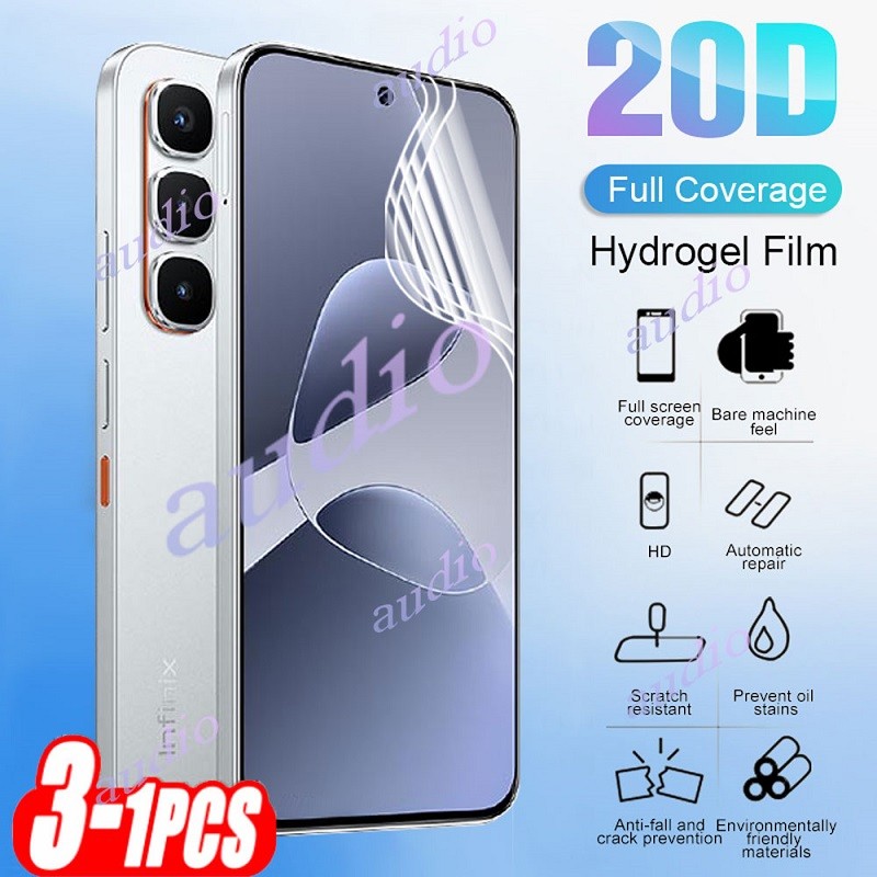 Infinix Hot 60 Pro 4G 3 ชิ้น 20D Full Coverage Hydrogel ฟิล์มสําหรับ Infinix Hot 60 Pro 60Pro 60i 4G