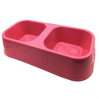 ชามให้อาหารหมาแมว 2 ช่อง ลายอุ้งเท้า สีพาสเทล ชามหมา2ช่อง ลา…