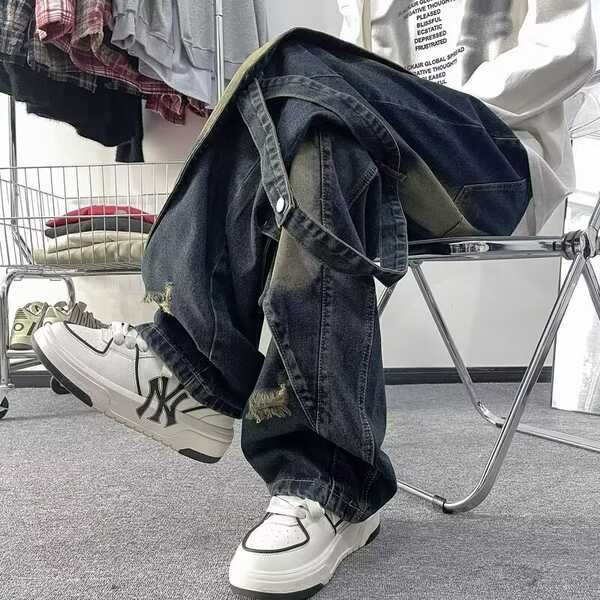 baggy jeans หญิง กางเกงยีนส์ กางเกงขากว้างดีไซน์หล่อหลวม เหมาะสำหรับฤดูใบไม้ผลิและใบไม้ร่วง