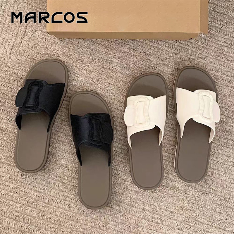 MARCOS รองเท้าแตะผู้หญิง รองเท้าแตะแบบติดเวลโคร ไม่กัดเท้าและปรับได้ง่าย! ใส่ได้ทั้งตอนอยู่บ้านและเดินเล่น#04