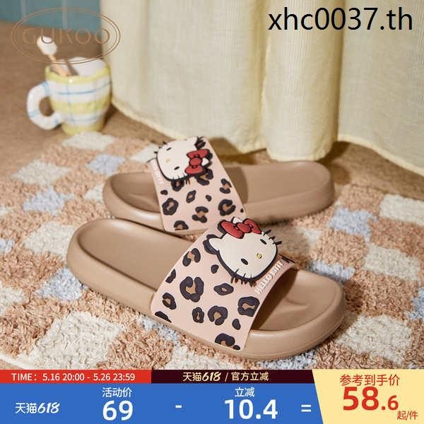 รองเท้าแตะผู้หญิง Gukoo x Hello Kitty ลายเสือดาว สำหรับฤดูร้อน จากวัสดุ EVA