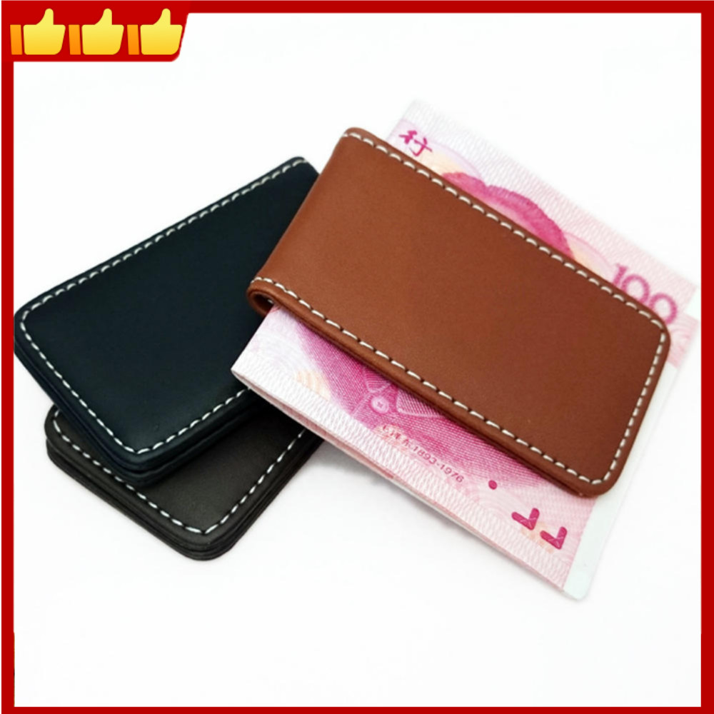 Simple Travel Money Clip Creative Leather Mini Clip Strong Magnetic Retro for Beach Shopping Travel