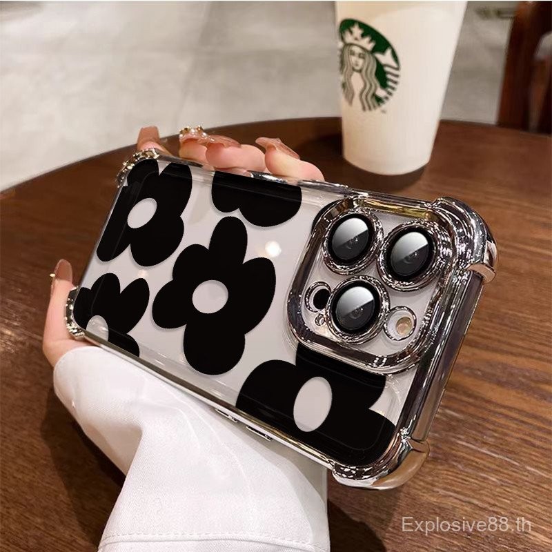 3 In1 ดอกไม้สีดําสําหรับ Huawei Pura70 Pura70 Pro Pro + Pura70 Ultra P80 Nova5 Nova5 Pro เคสโทรศัพท์