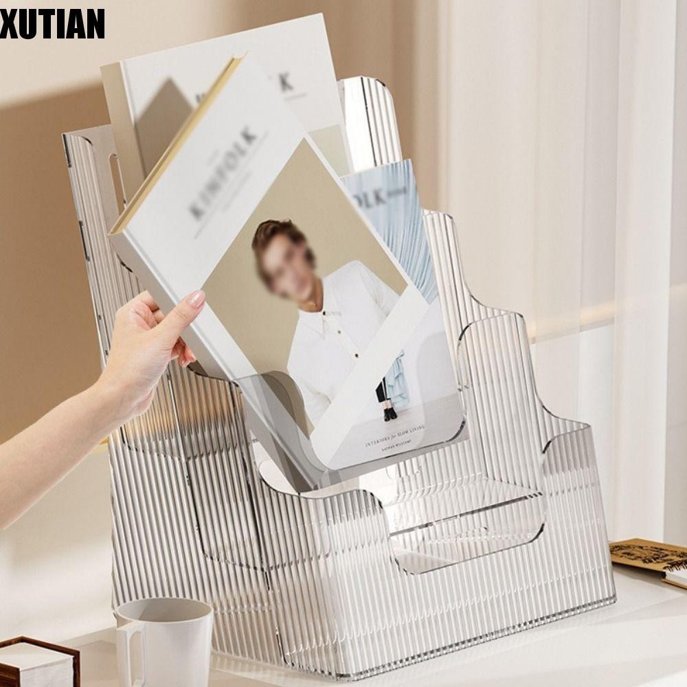XUTIAN ที่วางโชว์โบรชัวร์,พลาสติกใสแพมฟเล็ต Flyer Organizer,ผู้ถือเอกสารกันลื่น 3 ชั้นReusable Deskt