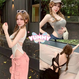 🎀Yummy Shop🎀พร้อมส่ง (FY940) ชุดบอดี้สูท ดีเทลซีทรูเว้าหลัง …