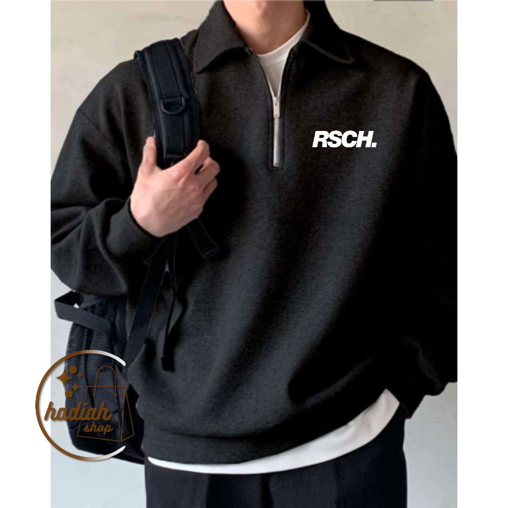 ใหม่ SWETER RUGBY UNISEX SWETER RUGBY RSCH DISTRO SWETER SWEATER ZIPPER COLLAR SWETER RUGBY