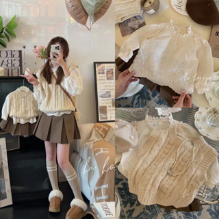 เสื้อดอกไม้ 2025 สินค้าใหม่สีทึบลูกไม้ปกดอกไม้ขนาดเล็กเย็บปั…