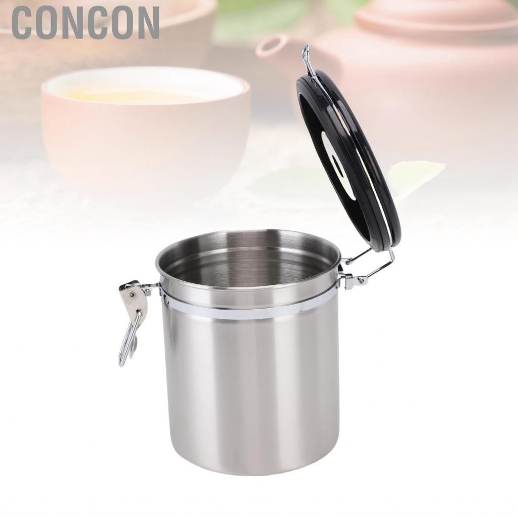 Concon Concon-th Oreilet Coffee Coffee Canister Stainless Steel Storage Container พร้อมตักวันที่ติดต