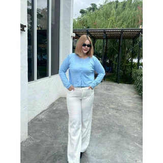 CiCi Plus+(A2717-1) เสื้อไหมพรมคาร์ดิแกนแขนยาวกระดุมหน้า มีหลากหลายสี สไตล์สาวอวบพลัสไซส์