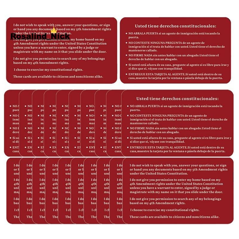 [Rosalind_Nick]Know Your Rights Rights Card English Spanish Constituical Rights 20 ชิ้น