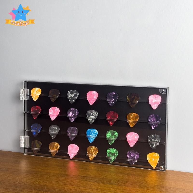 [Edstars] ที่วางปิ๊กกีตาร์ กล่องเก็บของ Plectrum Collectable Clear Organizer Hold 28 Picks คอนเทนเนอร์ตกแต่งสําหรับนักดนตรีสตูดิโอ