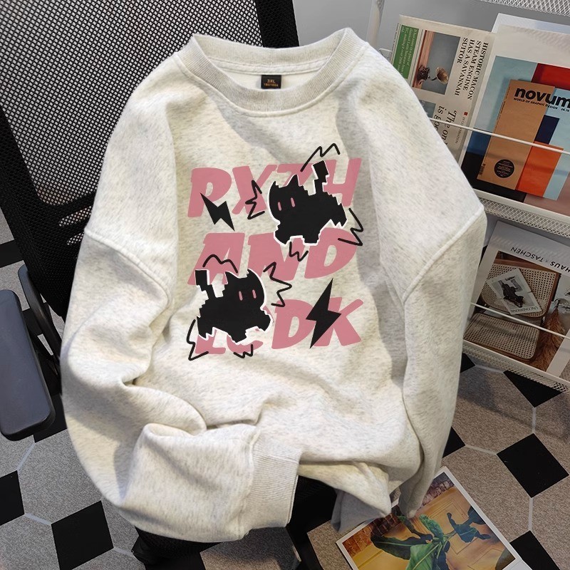 COD（พร้อมส่งจากกรุงเทพ）BOOM เสื้อกันหนาวแขนยาว เสื้อยืดคอกลมพิมพ์ลาย เสื้อเชิ้ตลำลองทรงหลวมใส่สบาย  เทรนด์เกาหลี M-3XL