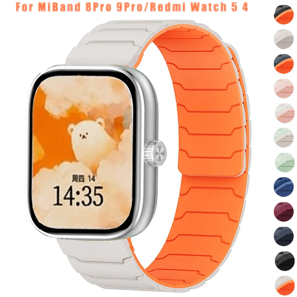 สายซิลิโคนแม่เหล็กสําหรับ Redmi watch 5 /4 เข็มขัดกีฬาสําหรับ Mi band 9pro 8pro อุปกรณ์เสริม