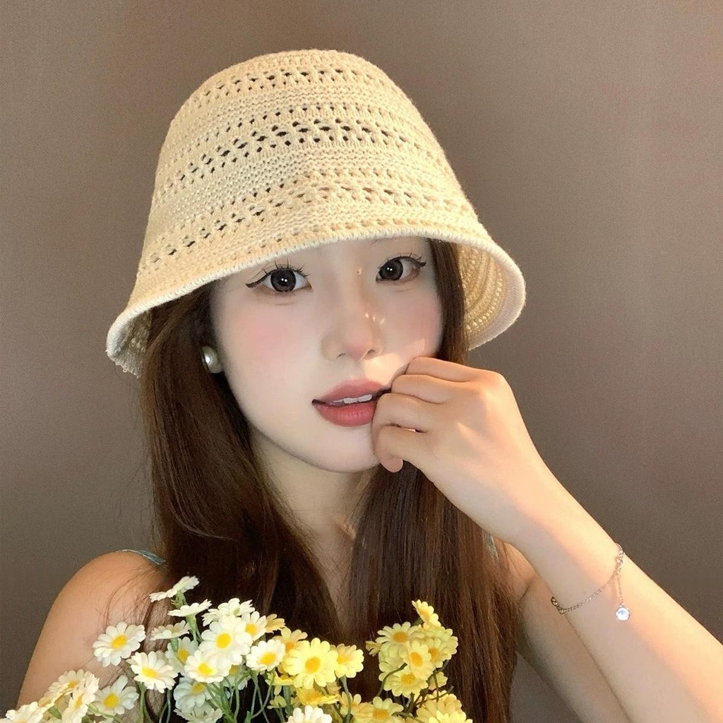 Cute_Girl   หมวกแฟชั่นผู้หญิง มีให้เลือก 3 สี การถักแบบโปร่ง มีสไตล์และเรียบง่าย หมวกบักเก็ตทอ ส่งไวจากไทย ราคา ถูกที่สุด ดีลบีเคเค แกลเลอรีภาพที่ 3