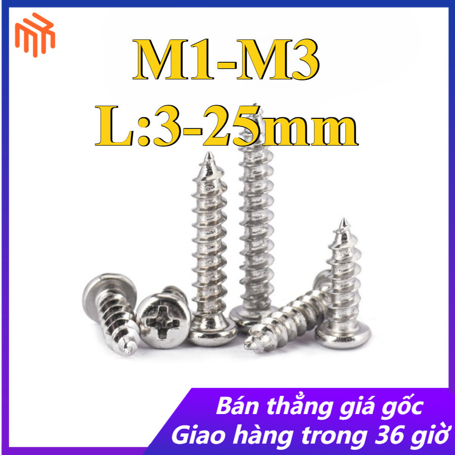 ((Nickel-Plated) สกรูแตะตัวเองหัวกลม PA Phillips M1/M1.2/M1.4/M1.7/M2/M2.3/M2.6/M3 (YMH1-MX-VN)