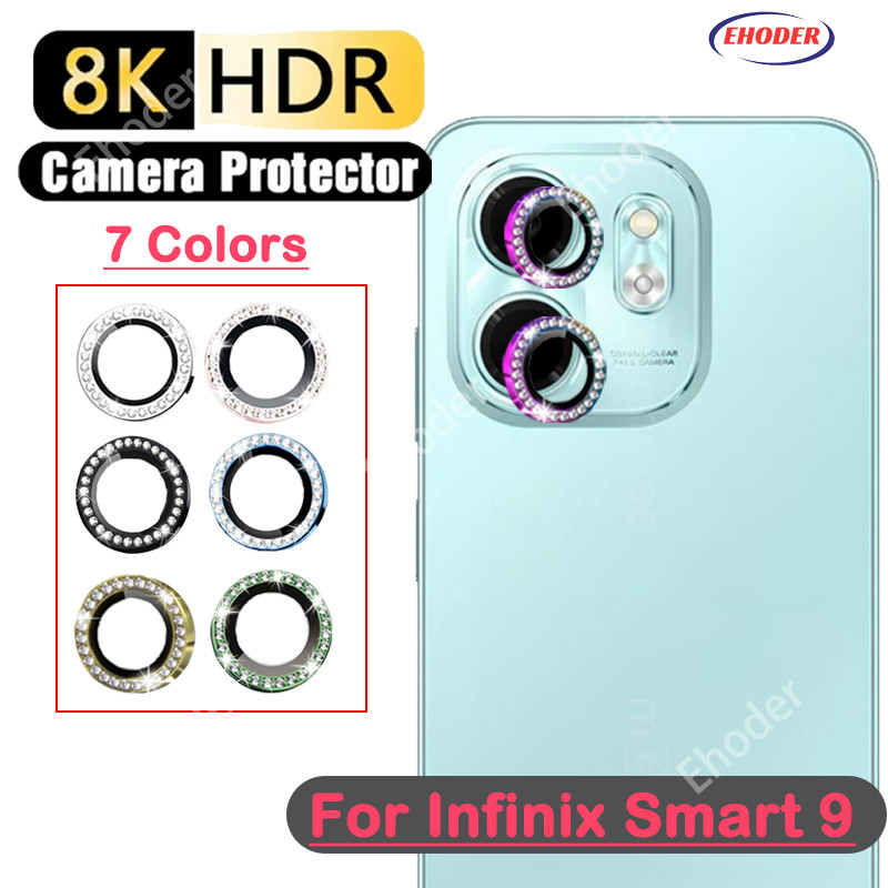 เพชรโลหะแหวนป้องกันกล้องฟิล์มสําหรับ Infinix Smart 9 4G 5G 2025 คลุมทั้งหมดสําหรับ InfinixSmart9 Smart9 เลนส์เชลล์