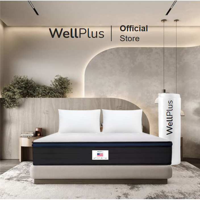 SB Design Square Wellplus [อัดสุญญากาศ] ที่นอนยางพาราแท้เสริมพ็อกเก็ตสปริง รุ่น Nifty หนา 10 นิ้ว3.5ฟุต (106x198x25cm)