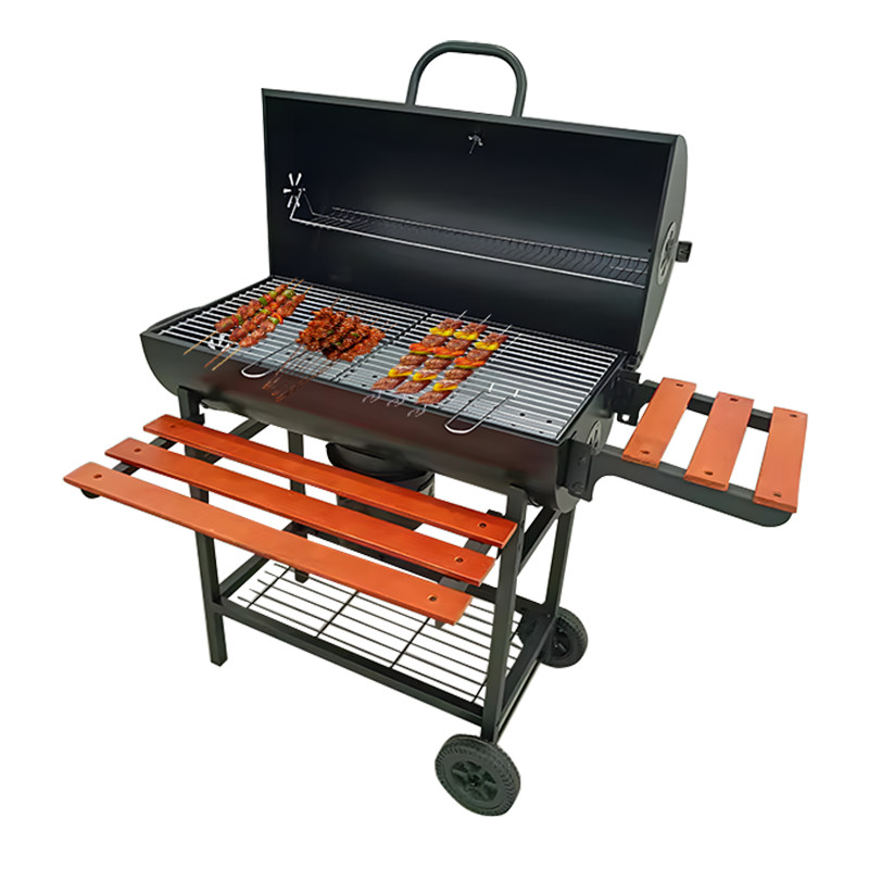 Charcoal BBQ Grill With Side Table Offset Smoker Large Barbecue Picnic Barbecue BBQ Grill