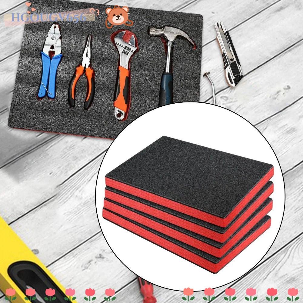 HGOUGVT Packing EPE Foam Pads, Black Red Foam Tool Box Foam Insert, Cuttable Multi-purpose Tool Box 