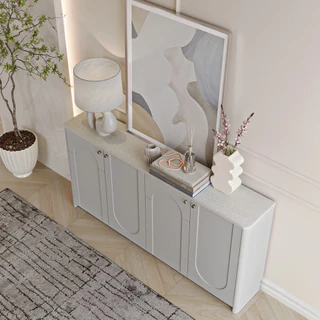 SB Design Square ตู้เก็บของ ขนาด 160 ซม. รุ่น Cloudia (Haneul Collection) สีเทาอ่อน (160x30x80 ซม.) แบรนด์ SB FURNITURE