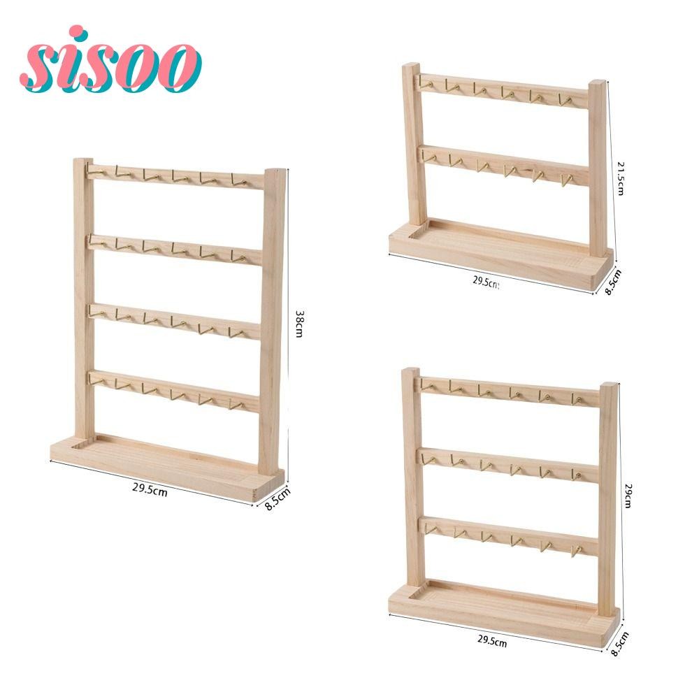 ชั้นวางคอลเลกชันเครื่องประดับ SIU พร้อมตะขอ ขาตั้งสร้อยคอไม้ ที่แขวนเครื่องประดับต่างหูแบบถอดได้ไม้เ