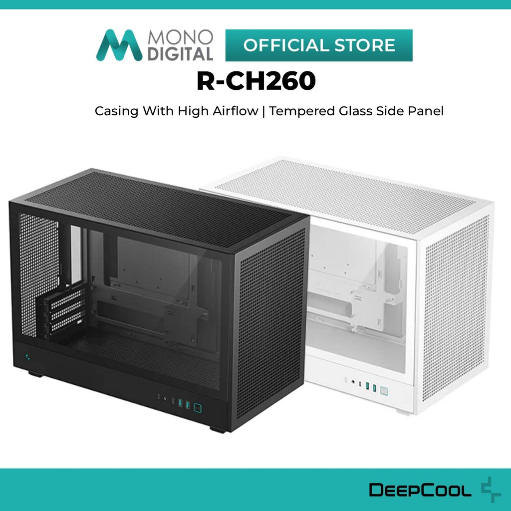 DEEPCOOL CH260 M-ATX DESKTOP PC CASE / ใช้งานได้กับ HIGH AIRFLOW / TEMPERED GLASS SIDE PANEL - MATX 
