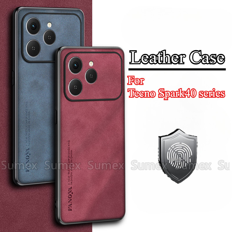 สําหรับ Tecno Spark 40 Pro + Plus 40C 2025 Lambskin หนัง Soft TPU ซิลิโคนโทรศัพท์ฝาหลังกล้องกันกระแท