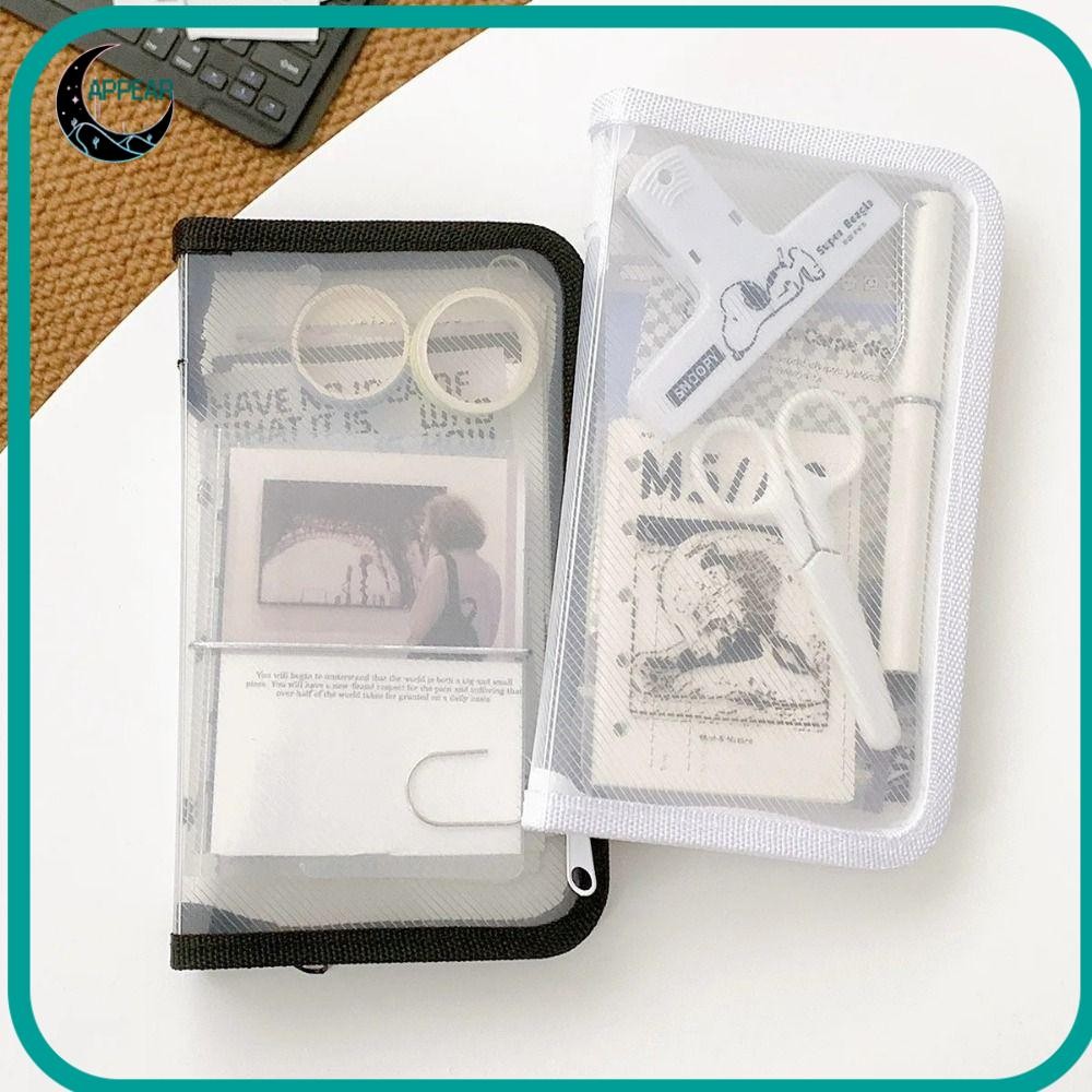 APPEAR Storage Bag, Mini A6 Diagonal PP Zipper Bag, Simple with Zipper Transparent File Sorting Bag 