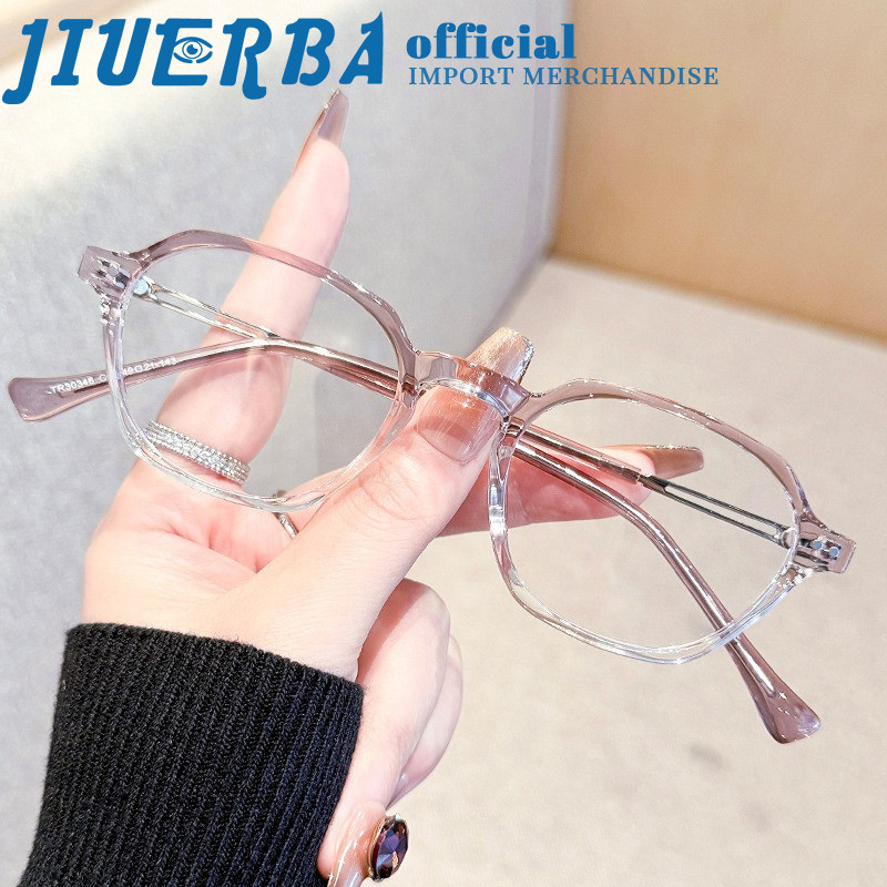 JIUERBA แว่นตานำสมัย กรอบสแควร์ขนาดเล็ก ป้องกันแสงสีฟ้าและรังสี UV