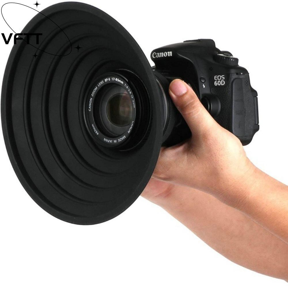 VFTT ฮูดเลนส์กล้อง ซิลิโคนพับได้ ป้องกันแสงสะท้อน เส้นผ่านศูนย์กลาง 53-72mm 73-88mm ปรับกลับด้านได้ สากล
