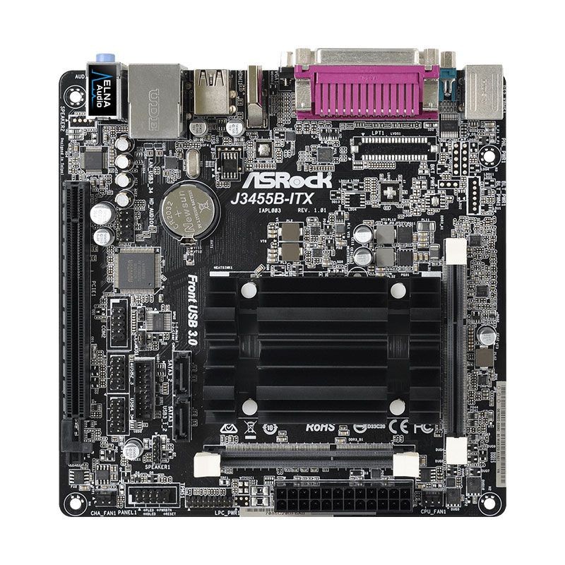 ASRock J3455B-ITX เมนบอร์ดแบบบูรณาการ Pentium Quad-Core Treatment NAS Black Symphony