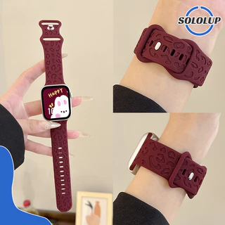 สายแกะสลักซิลิโคน for iWatch Apple Watch Ultra/SE 3 2 Series 11 10 9 8 7 6 5 4 3 49มม. 46มม. 45มม. 41 44 40มม. 42มม. 38
