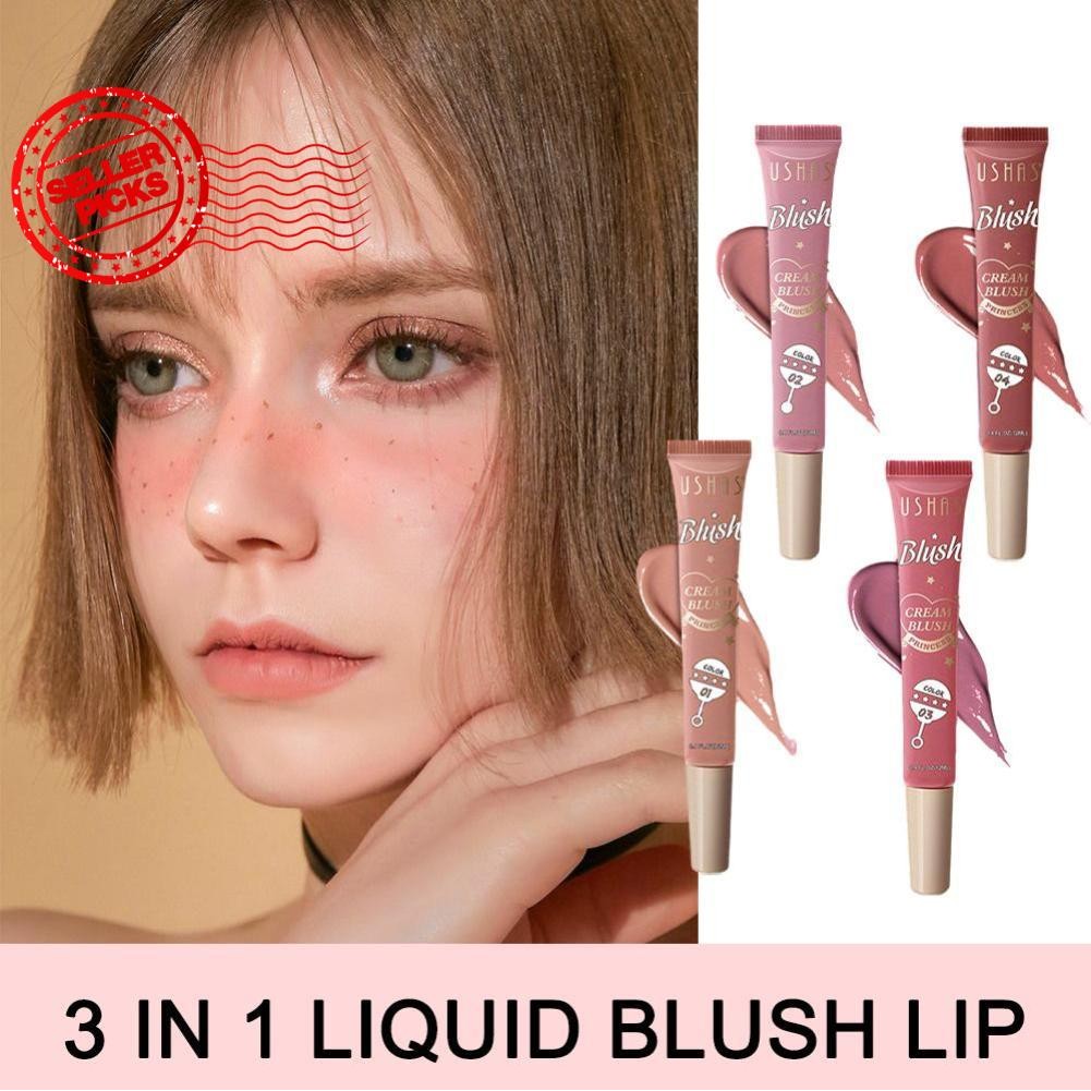 ❥มิมู❥ Ushas 4 Color Liquid Blush Eye Lip Cheek Contouring Fine Highlighter Shimmer Natural Y0q8 ❥มิ