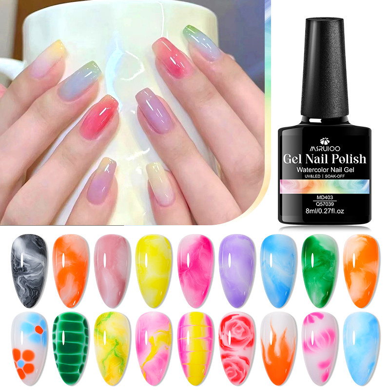 MSRUOO 8ml สีน้ําเล็บเจล เอฟเฟกต์การขยาย เล็บกึ่งถาวรเล็บ สามารถถอดออกได้ ยูวี/แอลอีดี เจลสําหรับร้านทําผู้หญิงสาวของขวัญ