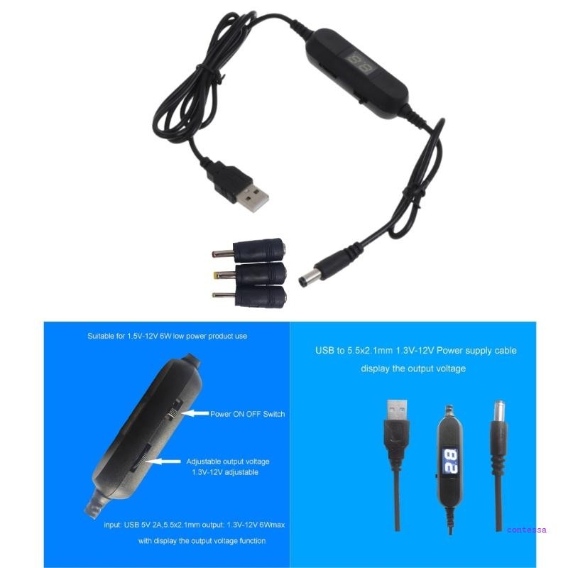 CON USB 5V ถึง 1 5V 3V 4 5V 6V 7 5V 9V 12V 2 5 มม.3 5 มม.4 0 มม.5 มม.แรงดันไฟฟ้าสาย LED Dislpay สําห