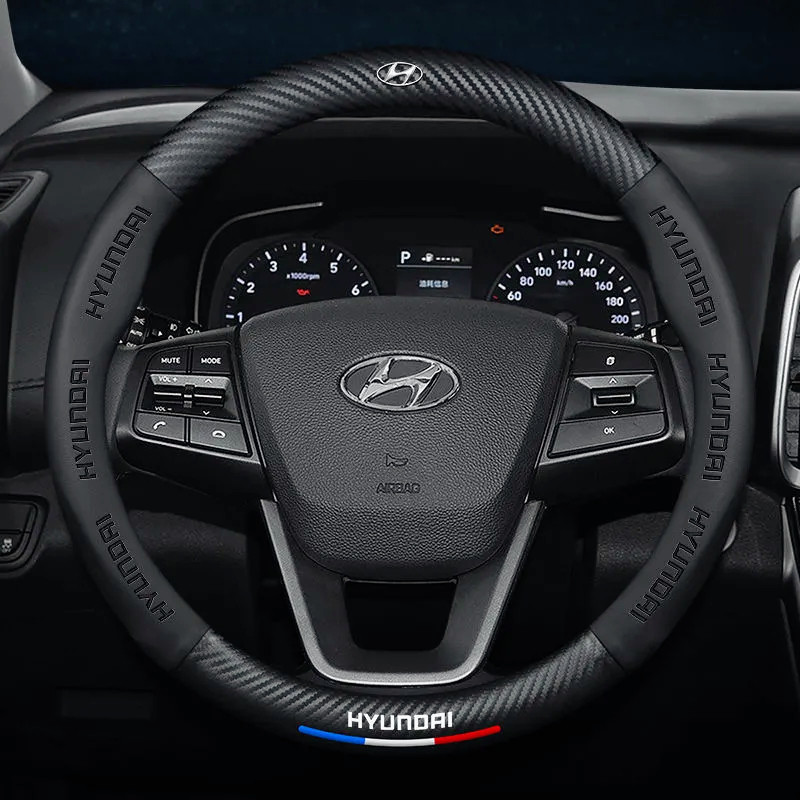 Hyundai หนังพวงมาลัยรถ Anti Slip 38 ซม.ไมโครไฟเบอร์อัตโนมัติพวงมาลัยสําหรับ Hyundai I10 Getz Grand S