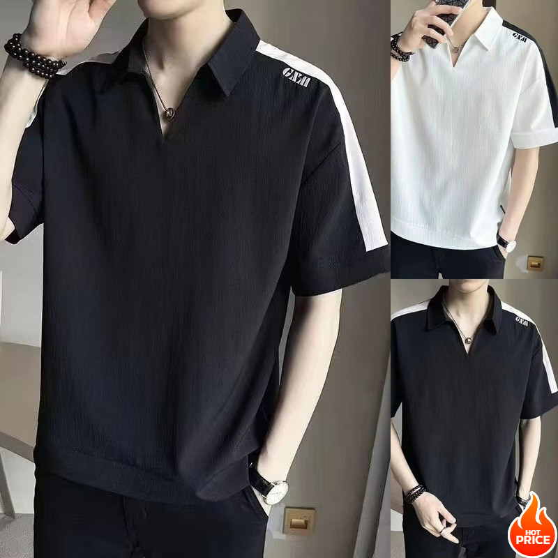 MR-DEER เสื้อโปโลแขนสั้น ผ้าหนังไก่ ผ้านิ่มยืด แฟชั่นสไตล์เกาหลี  รุ่น MA0681