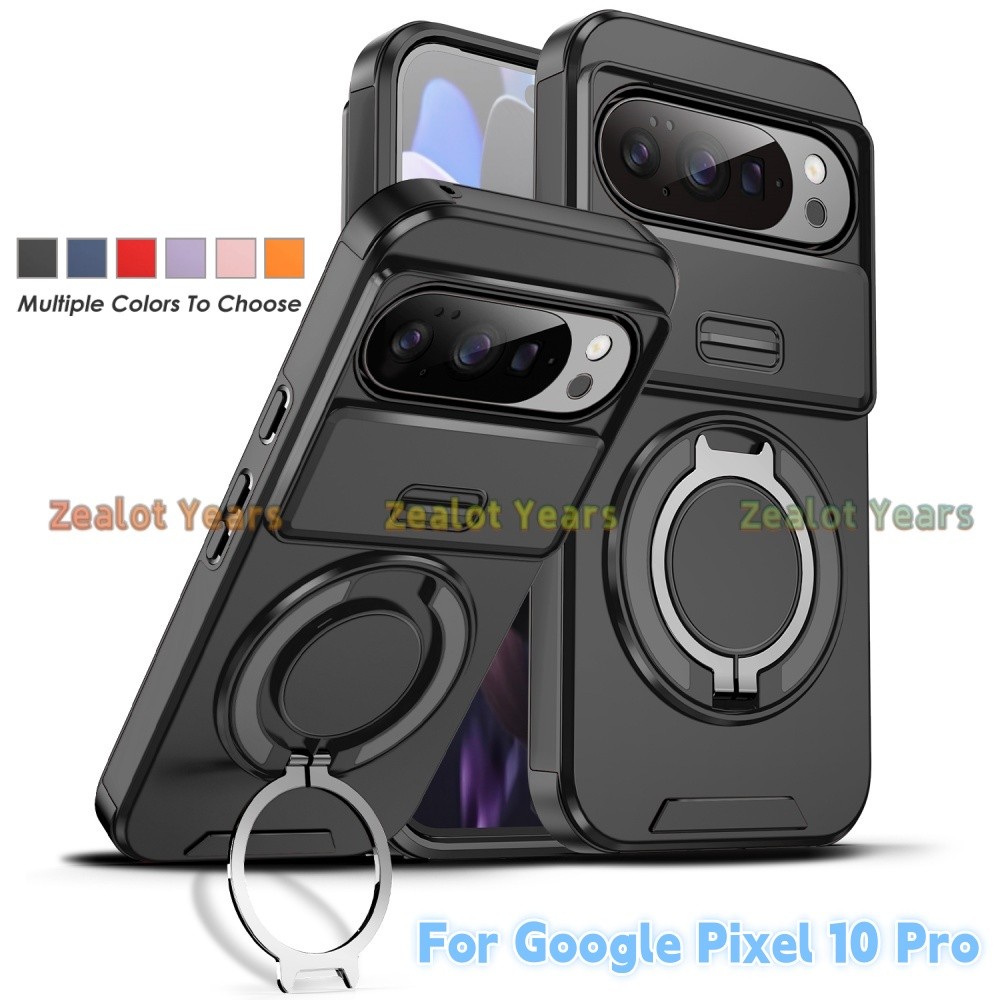 ปลอกสําหรับ Google Pixel 10 Pro 5G 10Pro Pixel10 สไลด์เลนส์ Push Window Armor เคสโทรศัพท์แหวนแม่เหล็