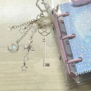 ประณีต Blue Love Moon จี้ Bowknot พวงกุญแจโทรศัพท์หูฟังกรณี Charms กระเป๋าเป้สะพายหลังเครื่องประดับ