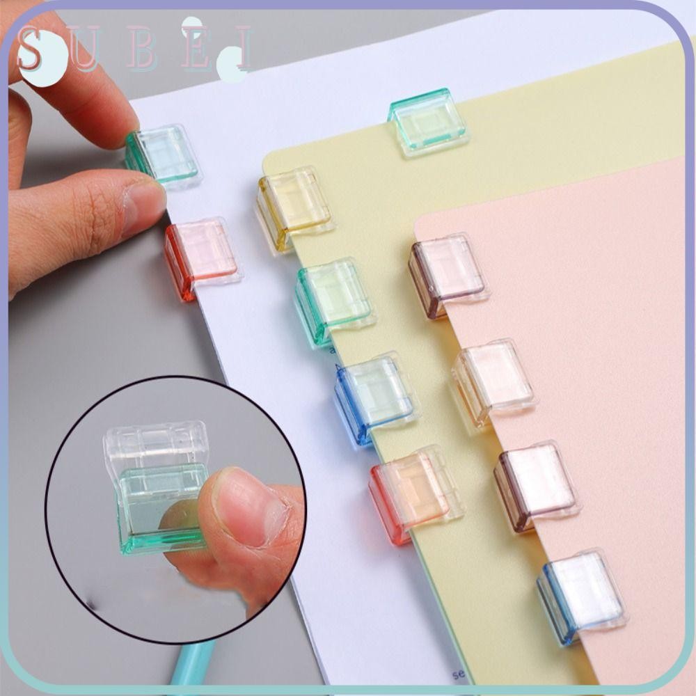 SUKAA 20PCS Letter คลิปหนีบกระดาษเครื่องเขียนอุปกรณ์การเรียนสีลูกกวาดโปร่งใส Multi-function Creative Test กระดาษแฟ้มโฟลเดอร์