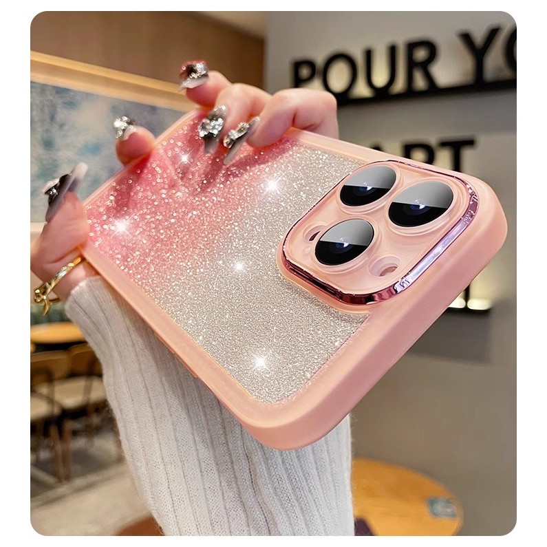 เคส iTEL A90 A6610L พร้อมฟิล์มเลนส์, สติ๊กเกอร์ขนนกหลากสี, แป้งแวววาวไล่ระดับ, เคสโทรศัพท์เคสนิ่มใส