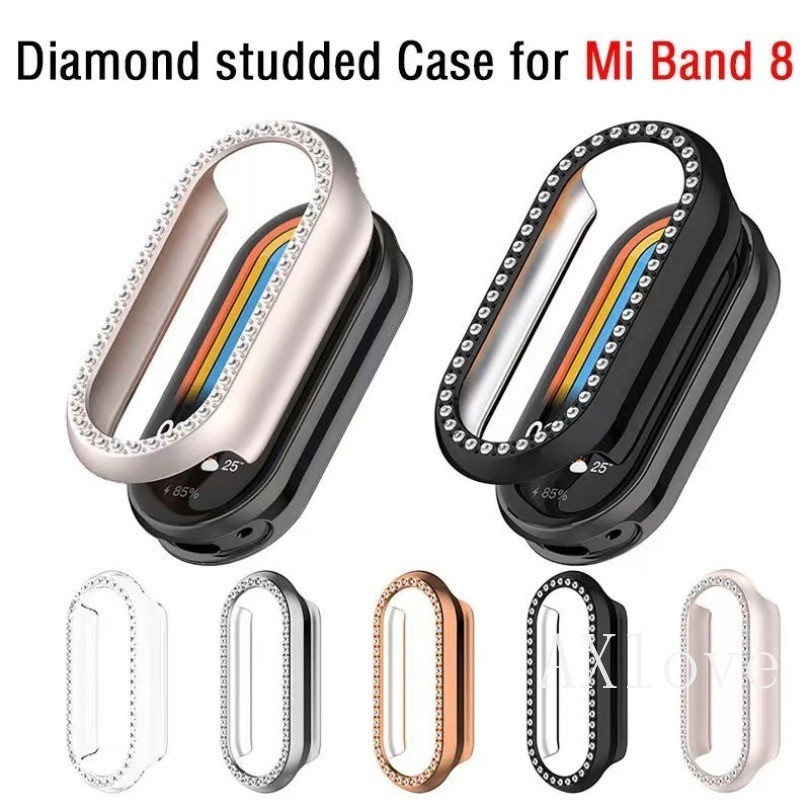 ใหม่เพชรสําหรับ Xiaomi Mi Band 8 Hollow PC กีฬานาฬิกาหน้าจอป้องกันกรณีกันชนสําหรับ Mi Band 8 นาฬิกาอุปกรณ์เสริม