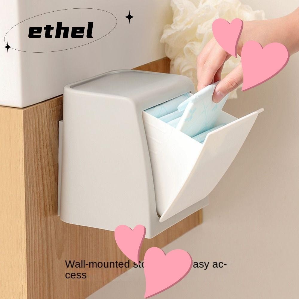 Ethel1 กล่องเก็บผ้าฝ้าย, กล่องเก็บผ้าอนามัย Clutter Sorting ติดผนัง, มัลติฟังก์ชั่นกันฝุ่นพลิกอุปกรณ์ห้องน้ํา
