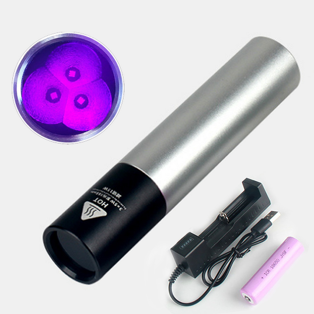 15 วัตต์ 365nm ไฟฉาย LED อัลตราไวโอเลตแสตมป์แร่ Yooperlites Geocaching ชาร์จกรอง 365nm UV LED ไฟฉาย