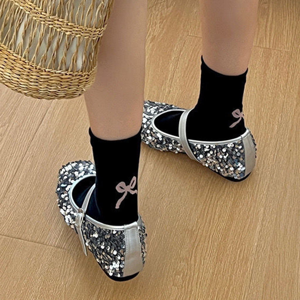 1 คู่/2 คู่ Harajuku Minimalist ถุงเท้าสีทึบสําหรับสาวหวานโบว์อเนกประสงค์กลางหลอดถุงเท้า