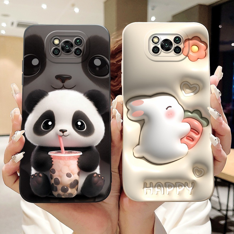 Xiaomi Poco X3 Pro / Poco X3 NFC / Poco X3 น่ารักแพนด้าการ์ตูนเคสโทรศัพท์ PocoX3 X 3Pro เลนส์ป้องกันเคสซิลิโคนอ่อนนุ่ม