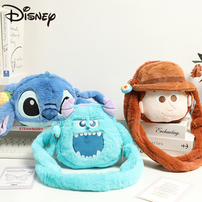 Disney ของแท้ Stitch Sullivan Buzz Lightyear Woody ตุ๊กตาลําลองน่ารักกระเป๋าแนวทแยงแบบพกพา