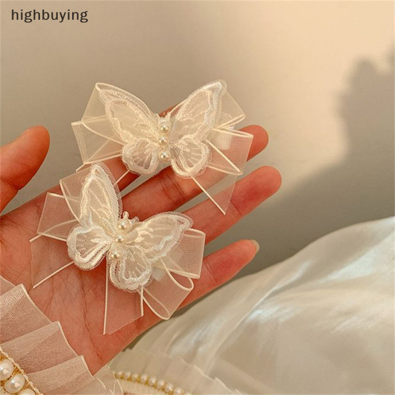 [ซื้อสูง] กิ๊บติดผมลูกไม้ใสสีขาวสําหรับผู้หญิงน่ารักไข่มุกผีเสื้อกิ๊บเด็กโบว์ปิ่นปักผมเครื่องประดับผมสาวหุ้นใหม